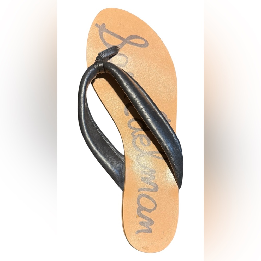 Same Edelman Black Leather Thong Sandal